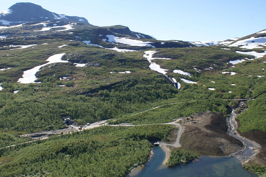 Påhogg, adkomstunnel og portalbygg for Kjensvatn kraftverk.