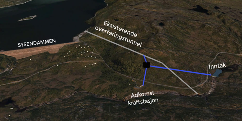 Tegning av Storlia vannkraftverk