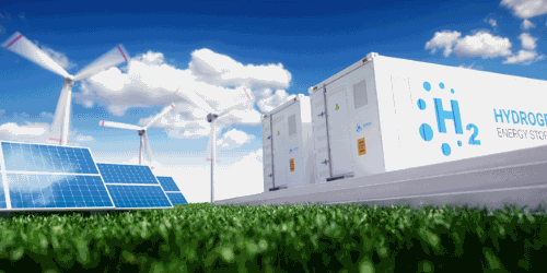 Solcellepaneler, vindturbiner og batterier