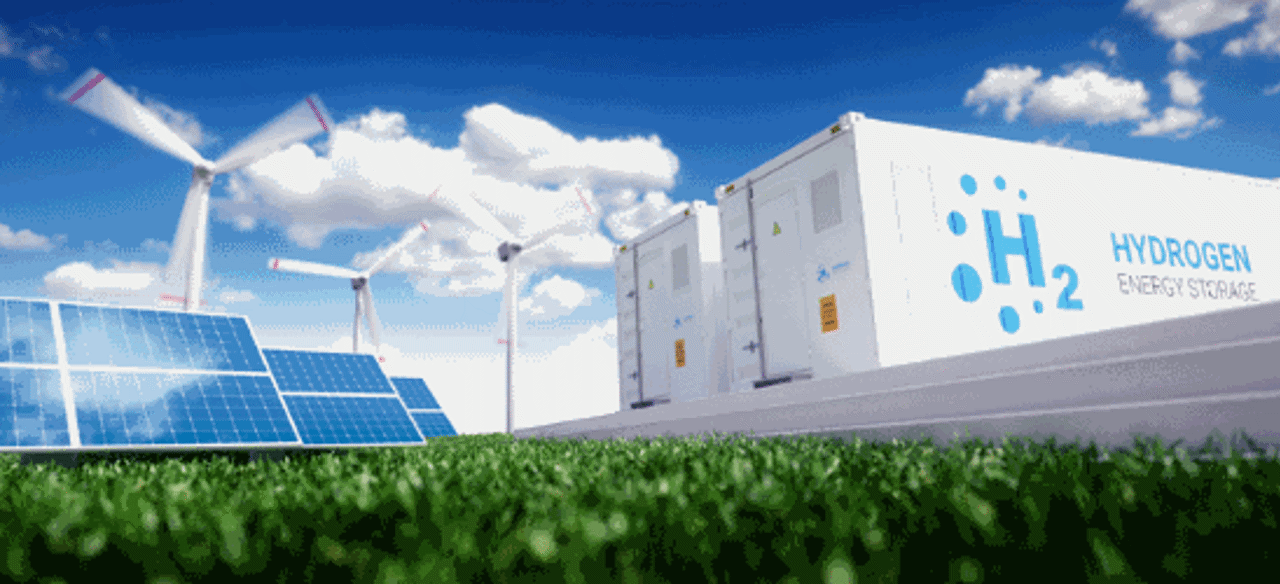 Solcellepanel, vindturbiner og batterier