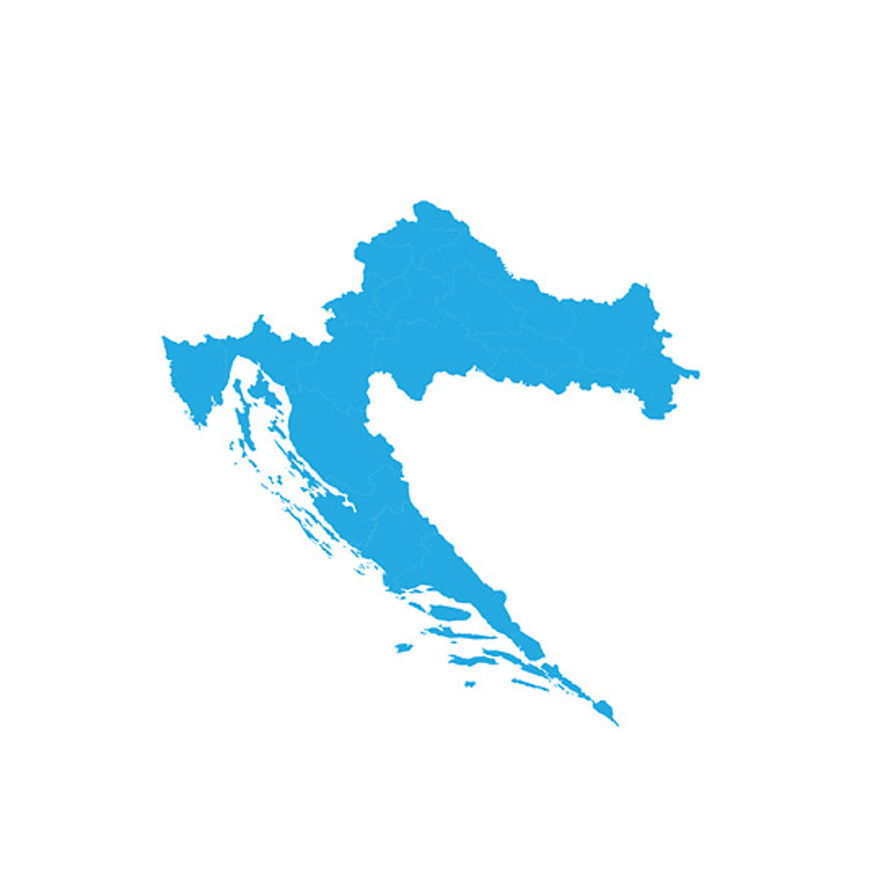 Kartutsnitt over Kroatia