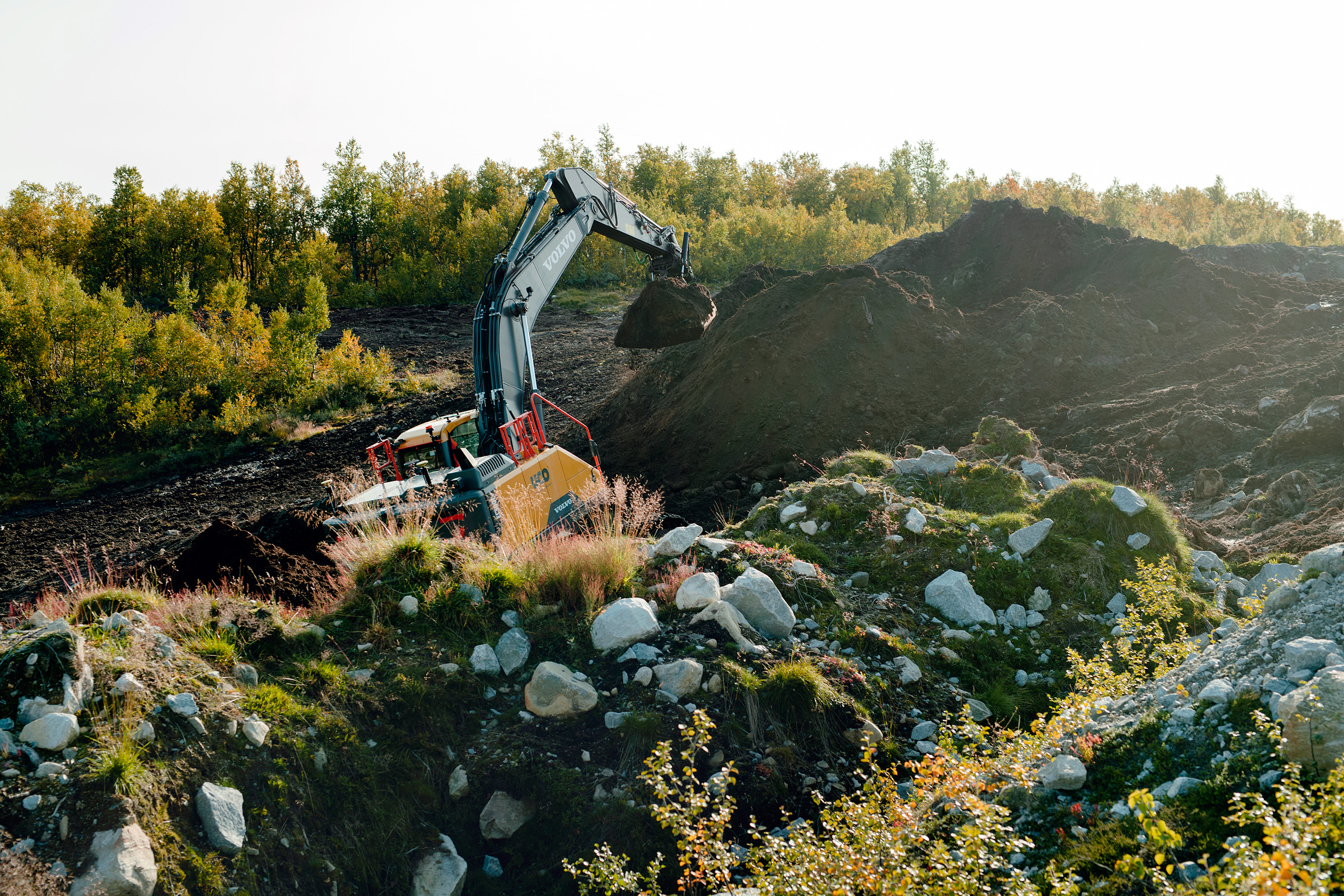 Gravemaskin i arbeid