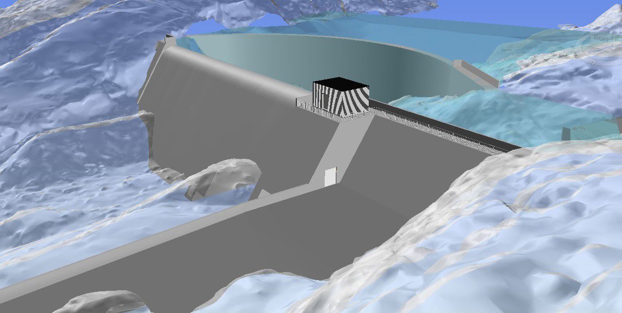 Modell av nye bj&oslash;lsegr&oslash; dam