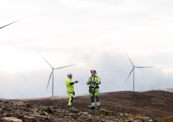 Vindturbiner og ansatte